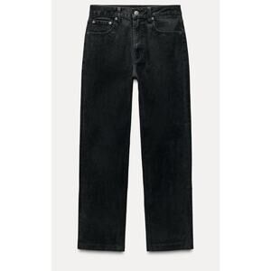 Nwt-Zara ZW COLLECTION HIGH WAIST CROPPED BOOTCUT FLOCKED JEANS-6